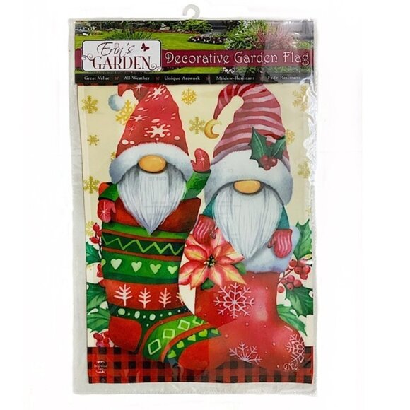 Christmas Garden Gnome Flag Holiday Stockings Vertical 12.5 in X 18 in Colorful - Picture 5 of 15